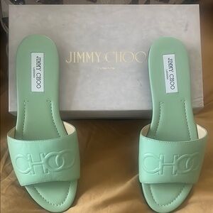 NWT Jimmy Choo Mint Green Slide Sandals